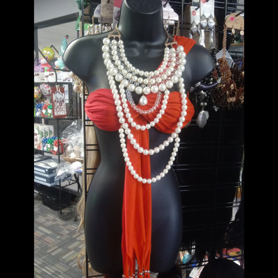 6 Layered Pearl necklace set at Optimismic Wigs and Gifts Jewelry West saint paul