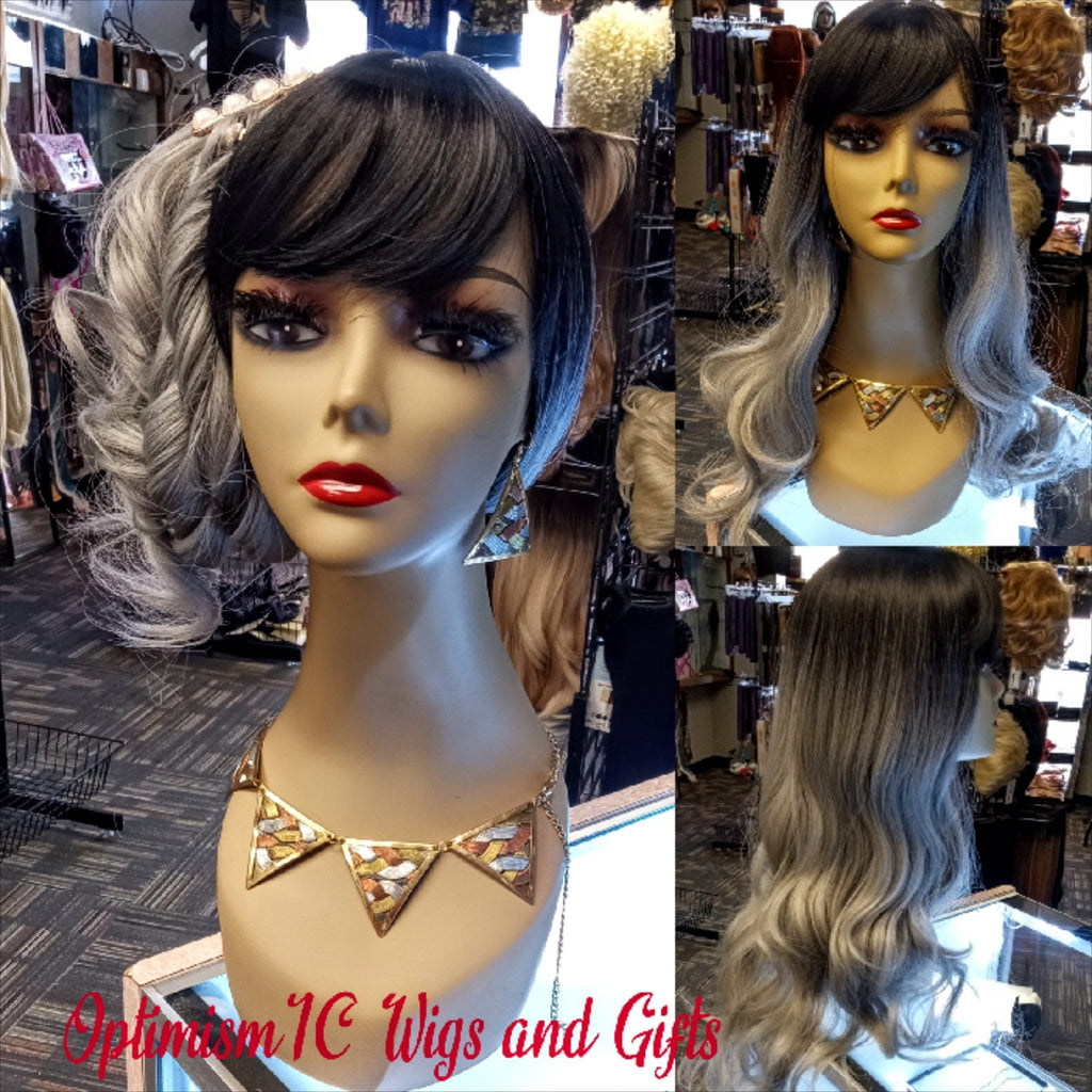 Raven Synthetic Gray Ombre Glueless Body wave Wigs $59 OptimismIC Wigs and Gifts Shop West St Paul MN - OptimismIC Wigs and Gifts