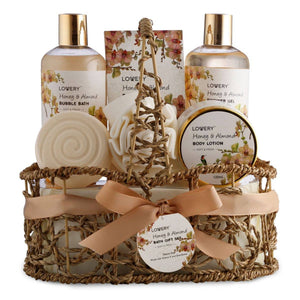 Honey Almond Luxury Spa Basket at OptimismIC Wigs and Gifts