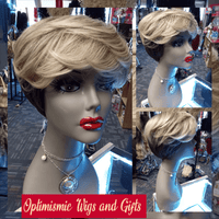 Terry Blonde ombre synthetic glueless Wigs with bangs $59 at Optimismic Wigs and Gifts St Paul MN 55118 - OptimismIC Wigs and Gifts